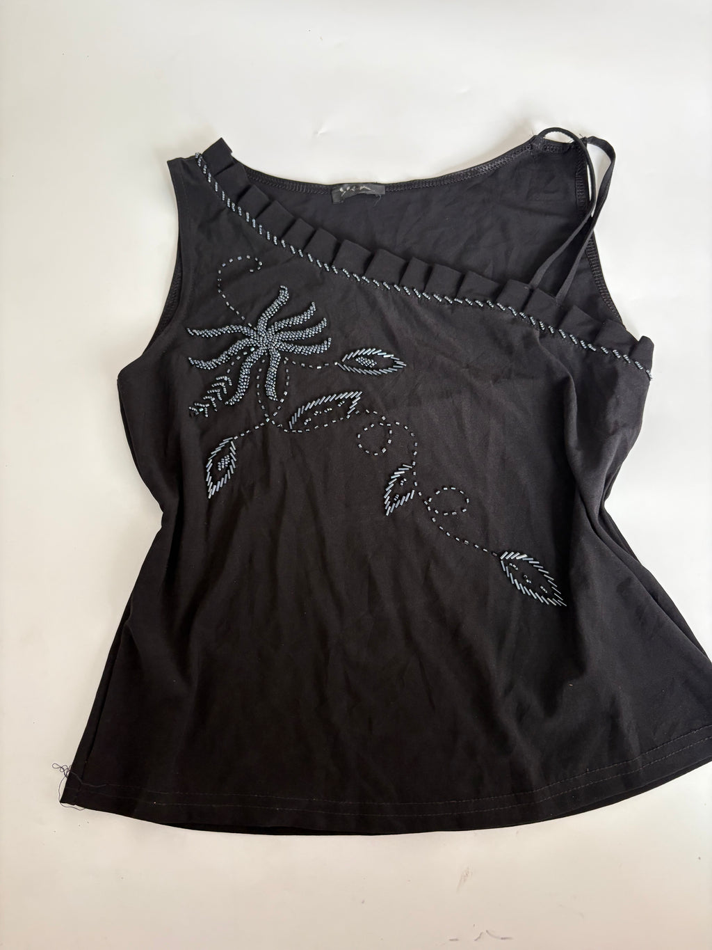 Beaded floral black top(32-34 inch)