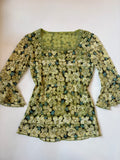 Green net floral top(30-32 inch)