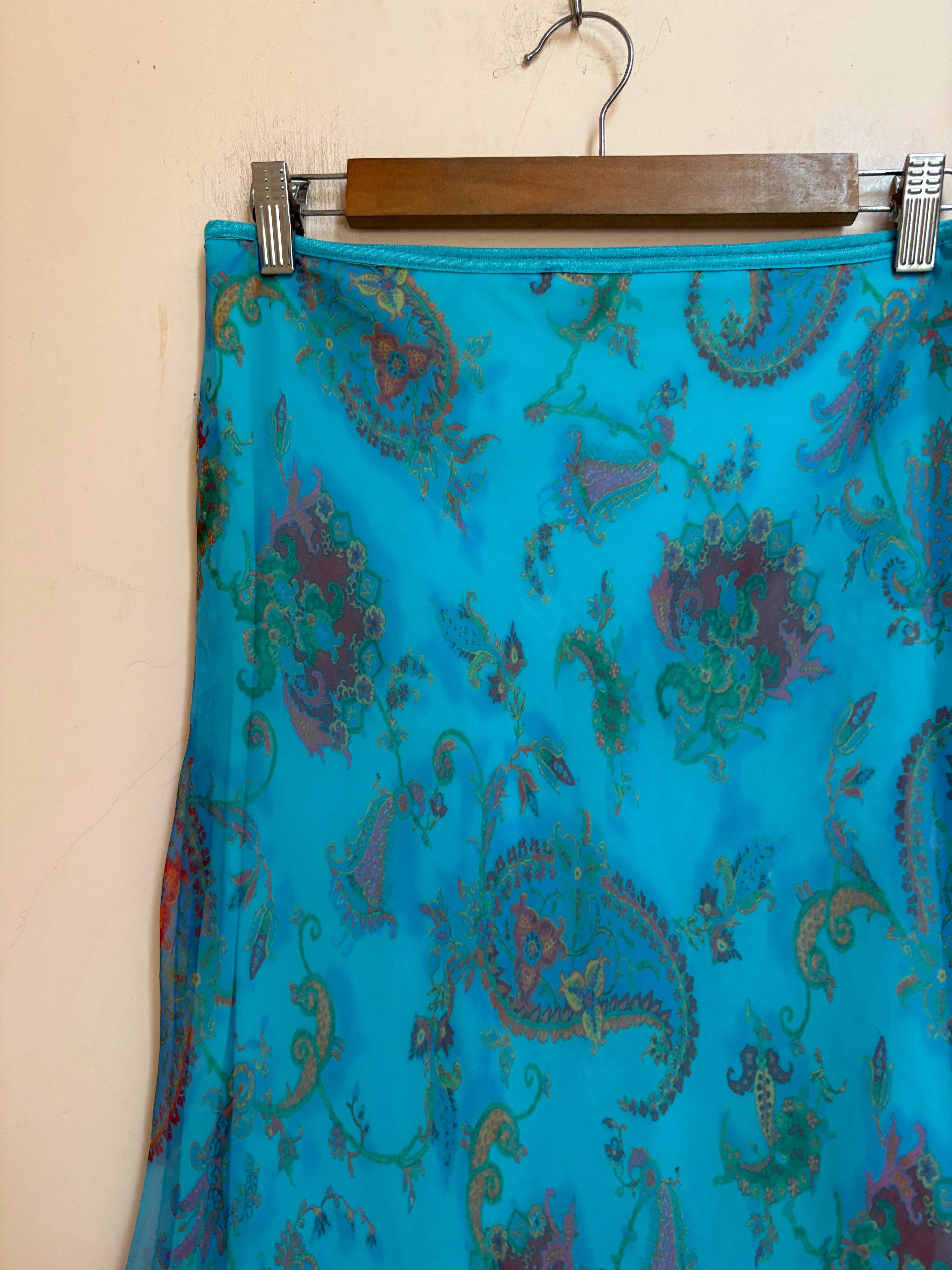 Sky blue floral skirt(28-32 inch)