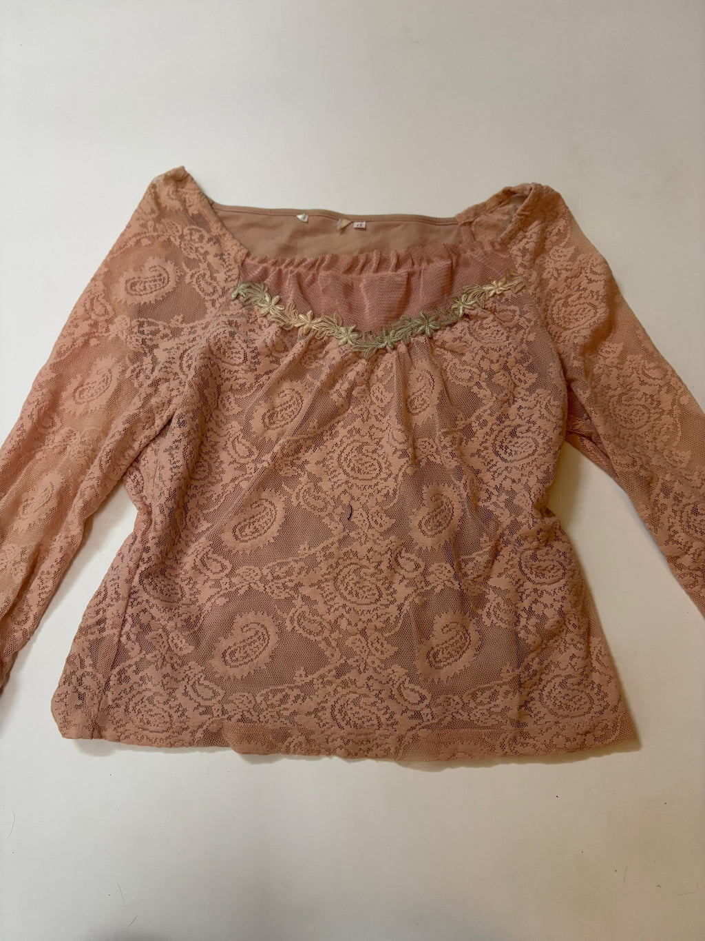 Pink border flower net top(38-40 inch)