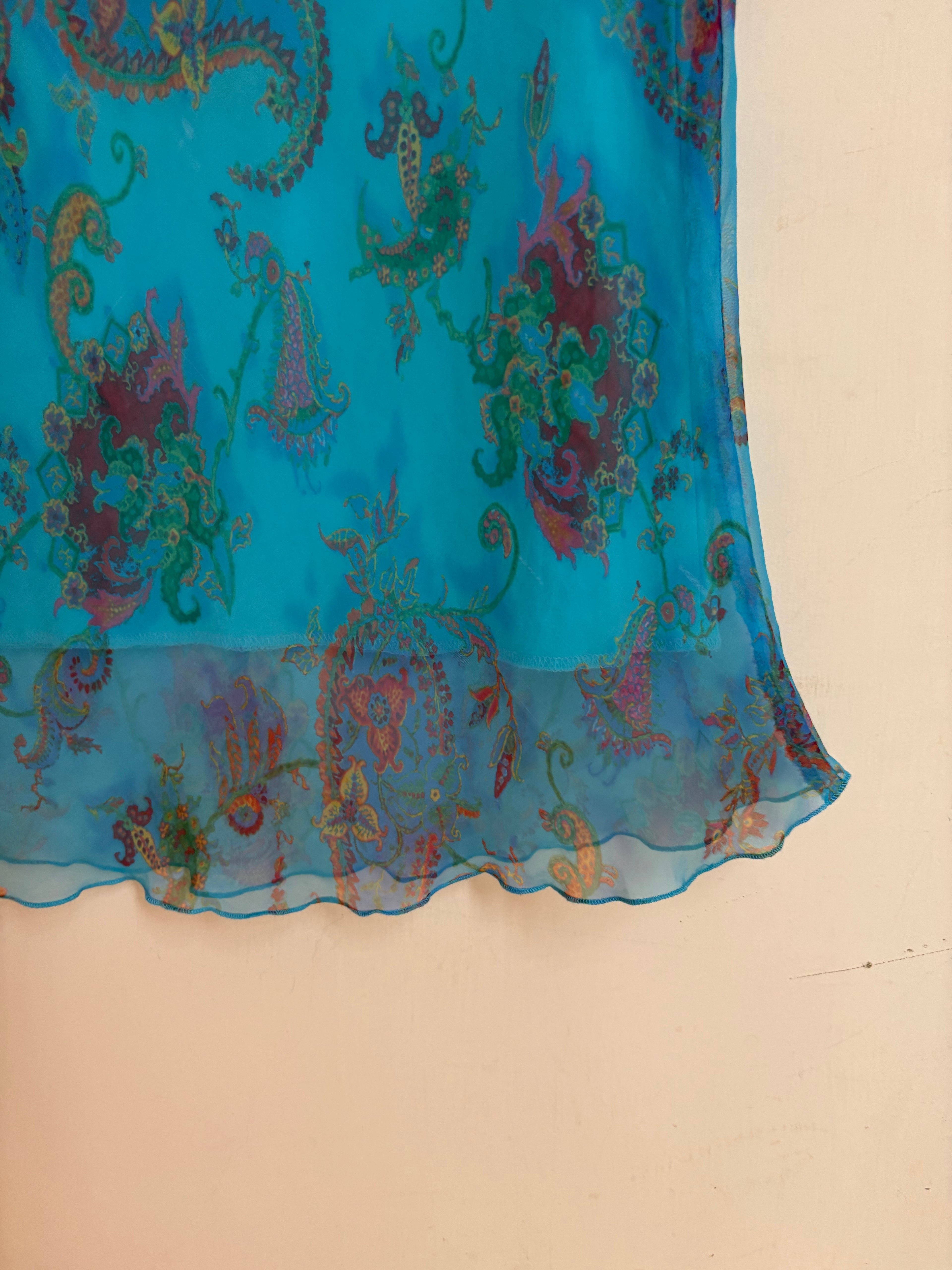 Sky blue floral skirt(28-32 inch)