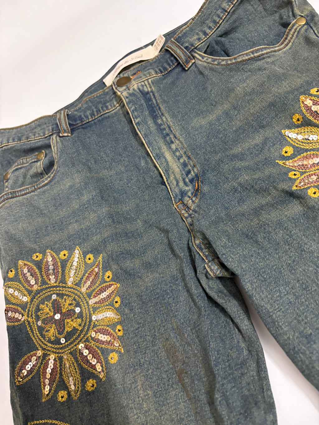 Bleu du nord shiny floral mid rise jeans(30 inch)