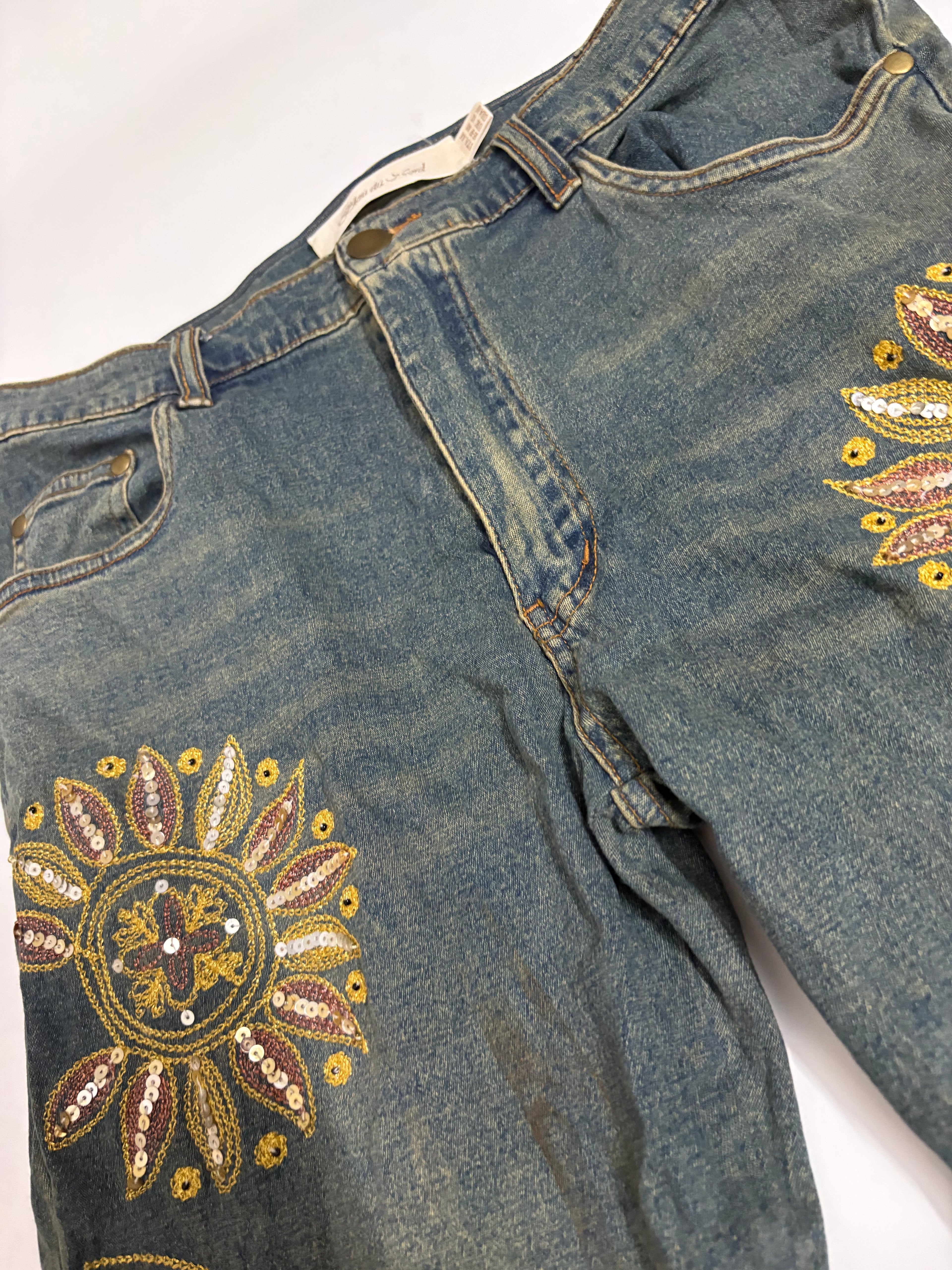 Bleu du nord shiny floral mid rise jeans(30 inch)