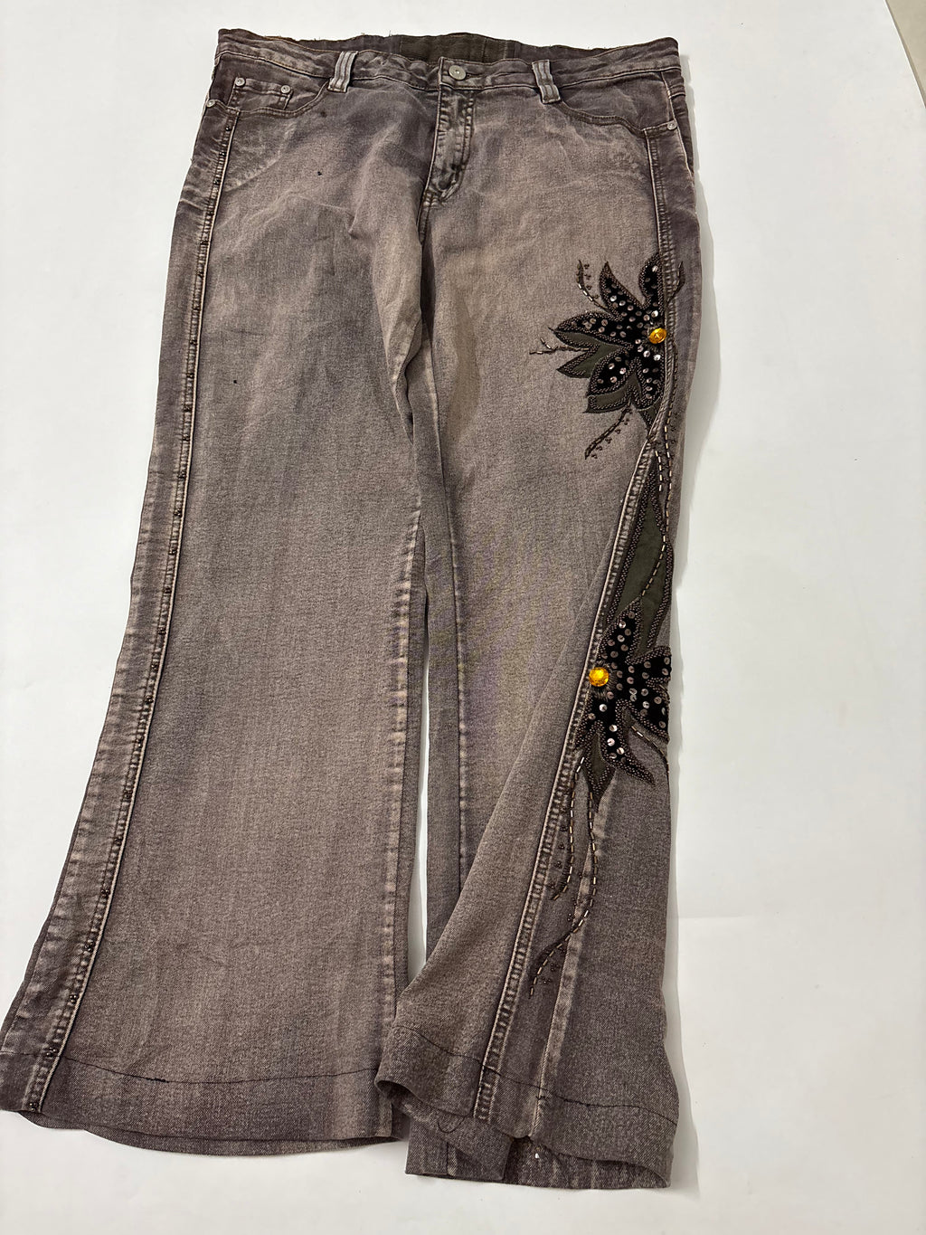 flower patch low rise flared purple jeans (38inch)