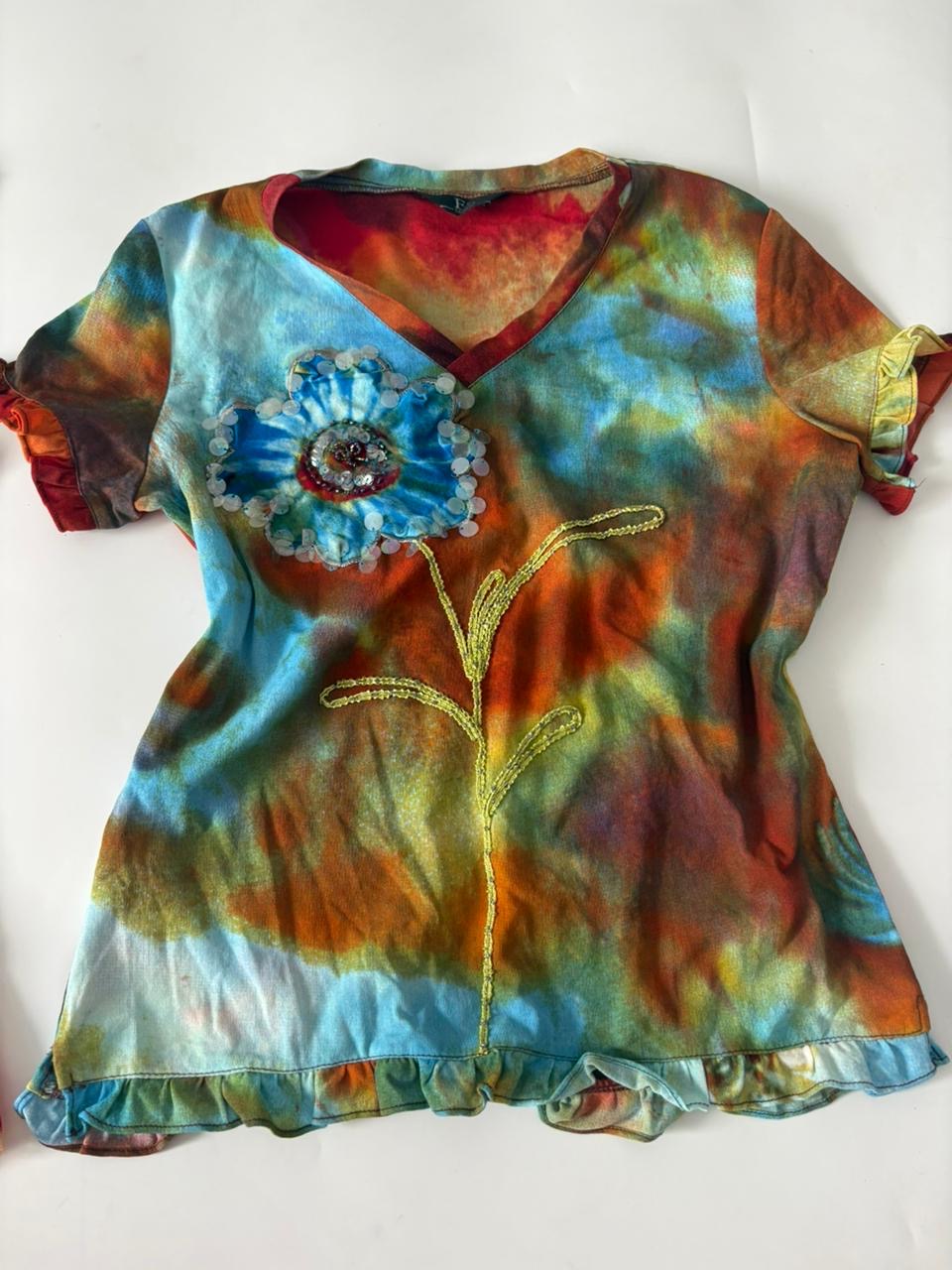 Floral tie dye top(36-38 inch)