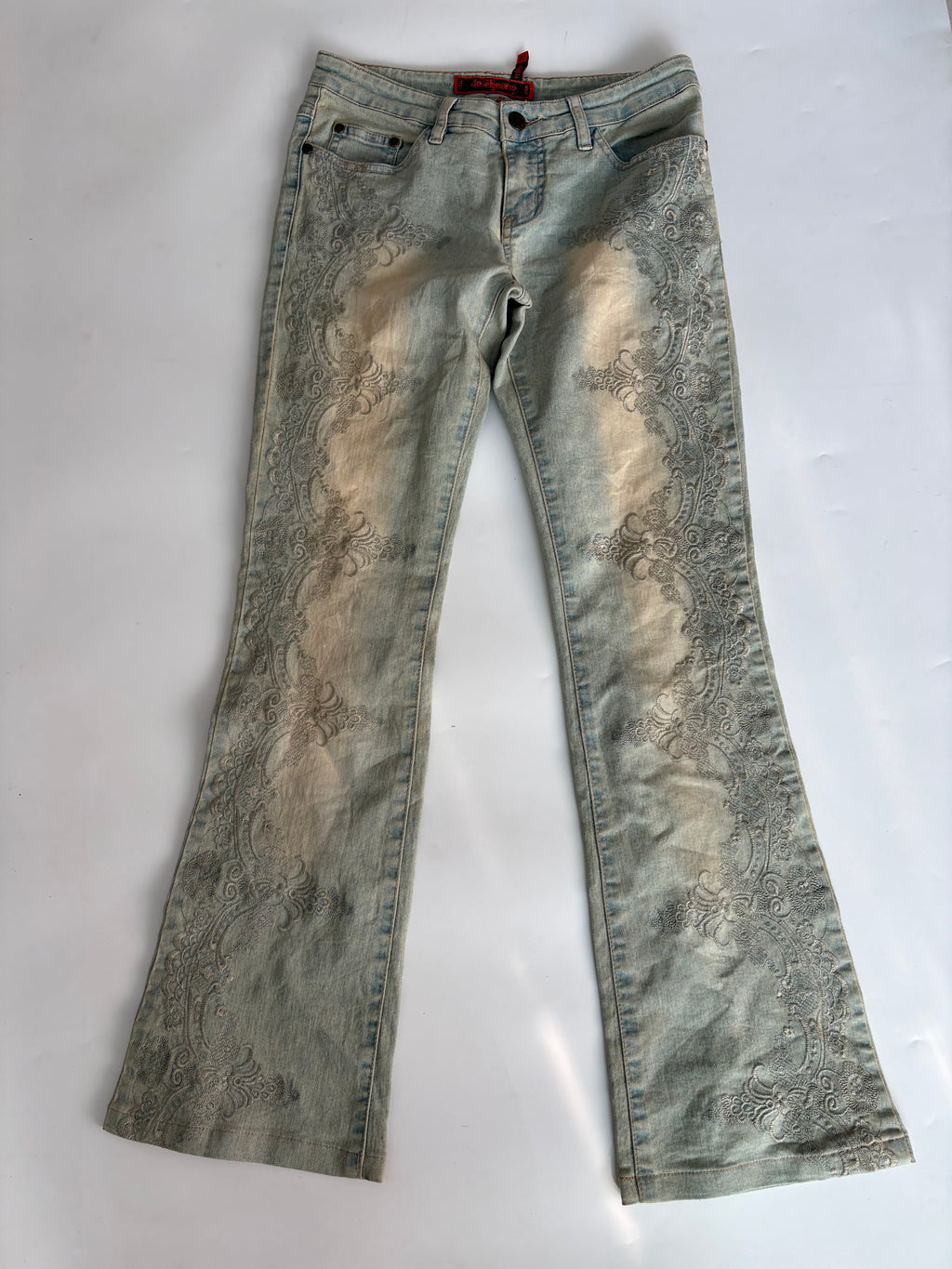 De linjeans Embroidery floral low rise jeans(28 inch)