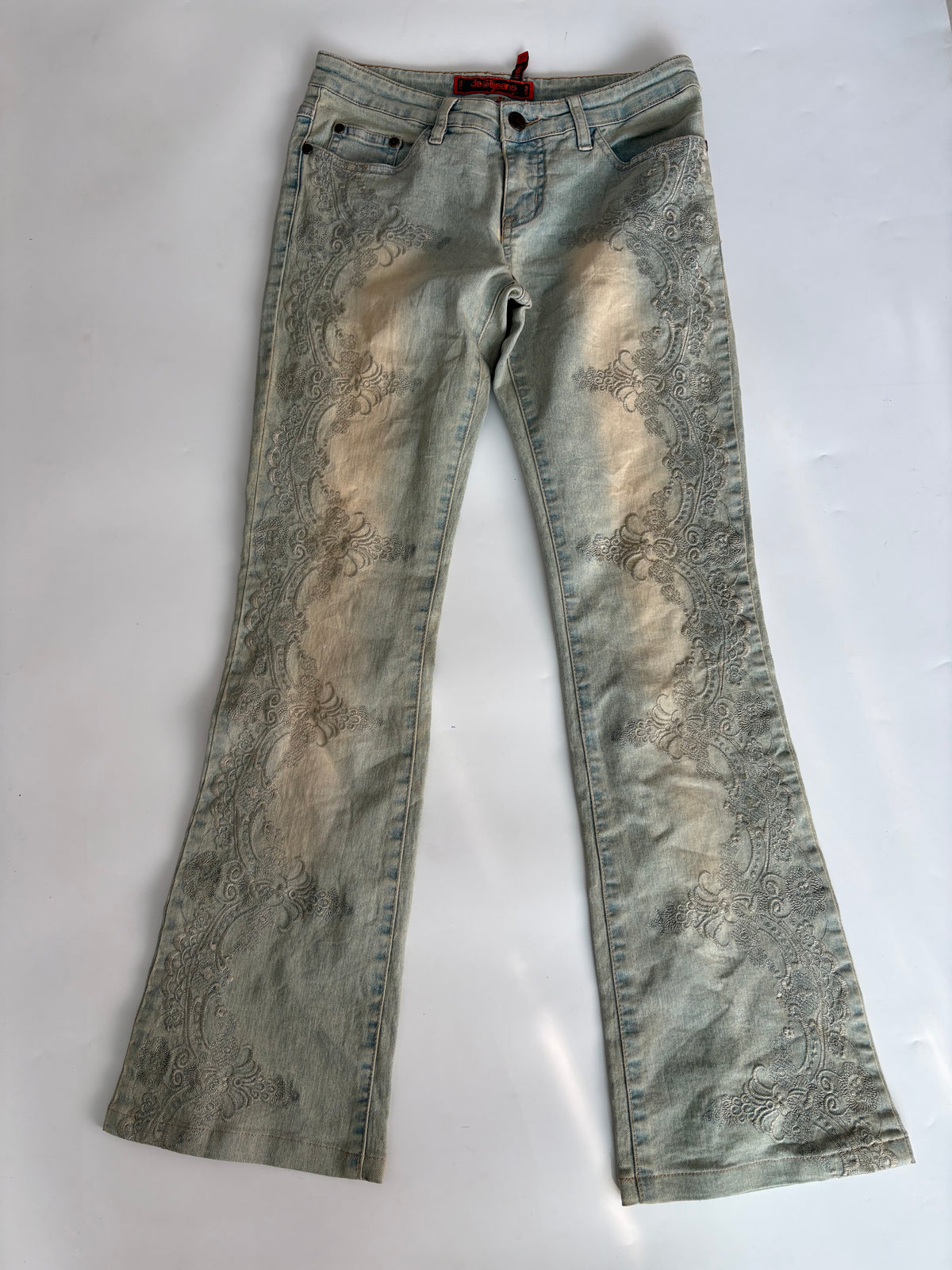 De linjeans Embroidery floral low rise jeans(28 inch)