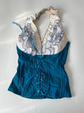 Ruffle styled blue white combo top(30 inch)