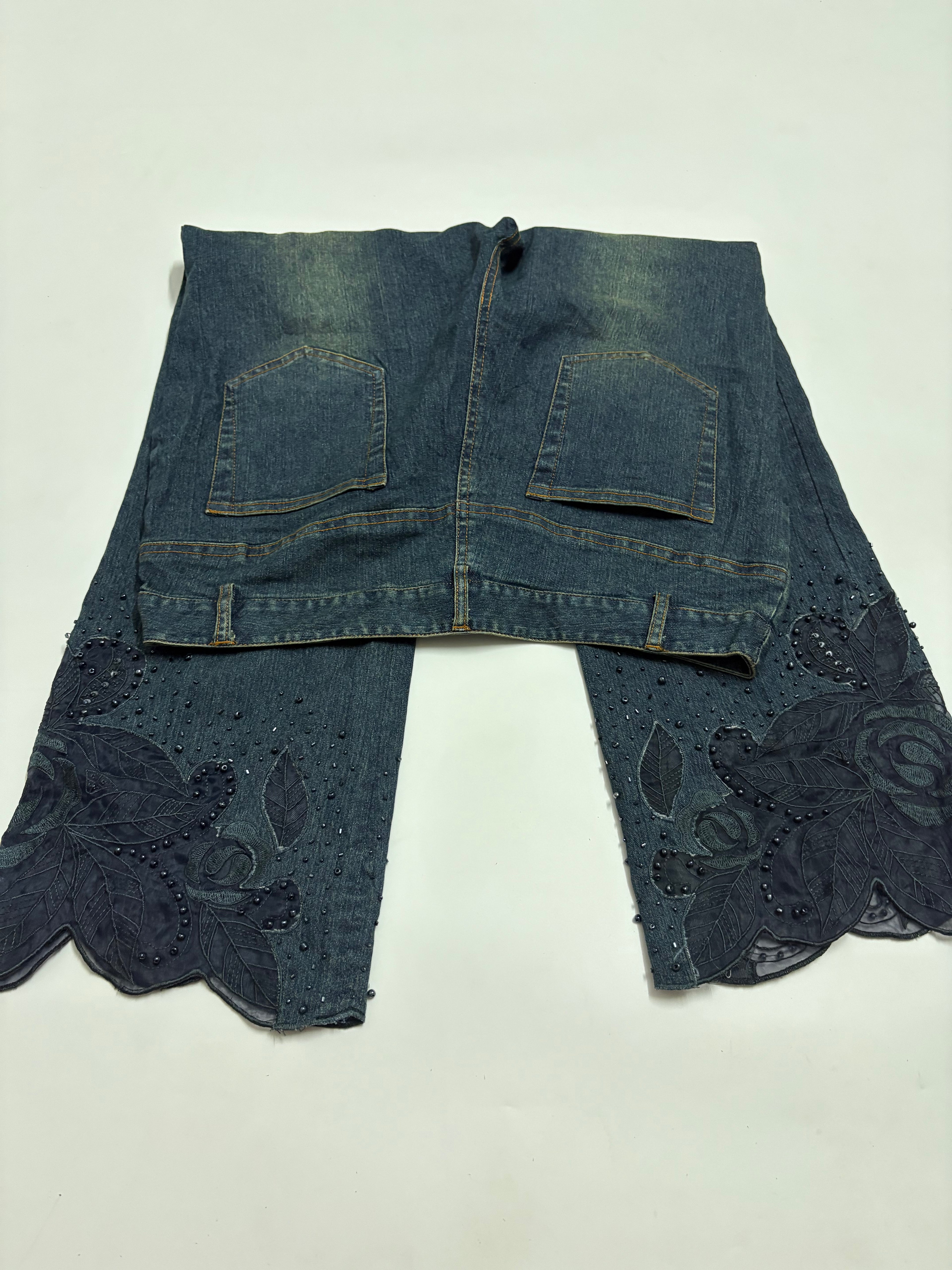 bottom lace high rise jeans (32inch)