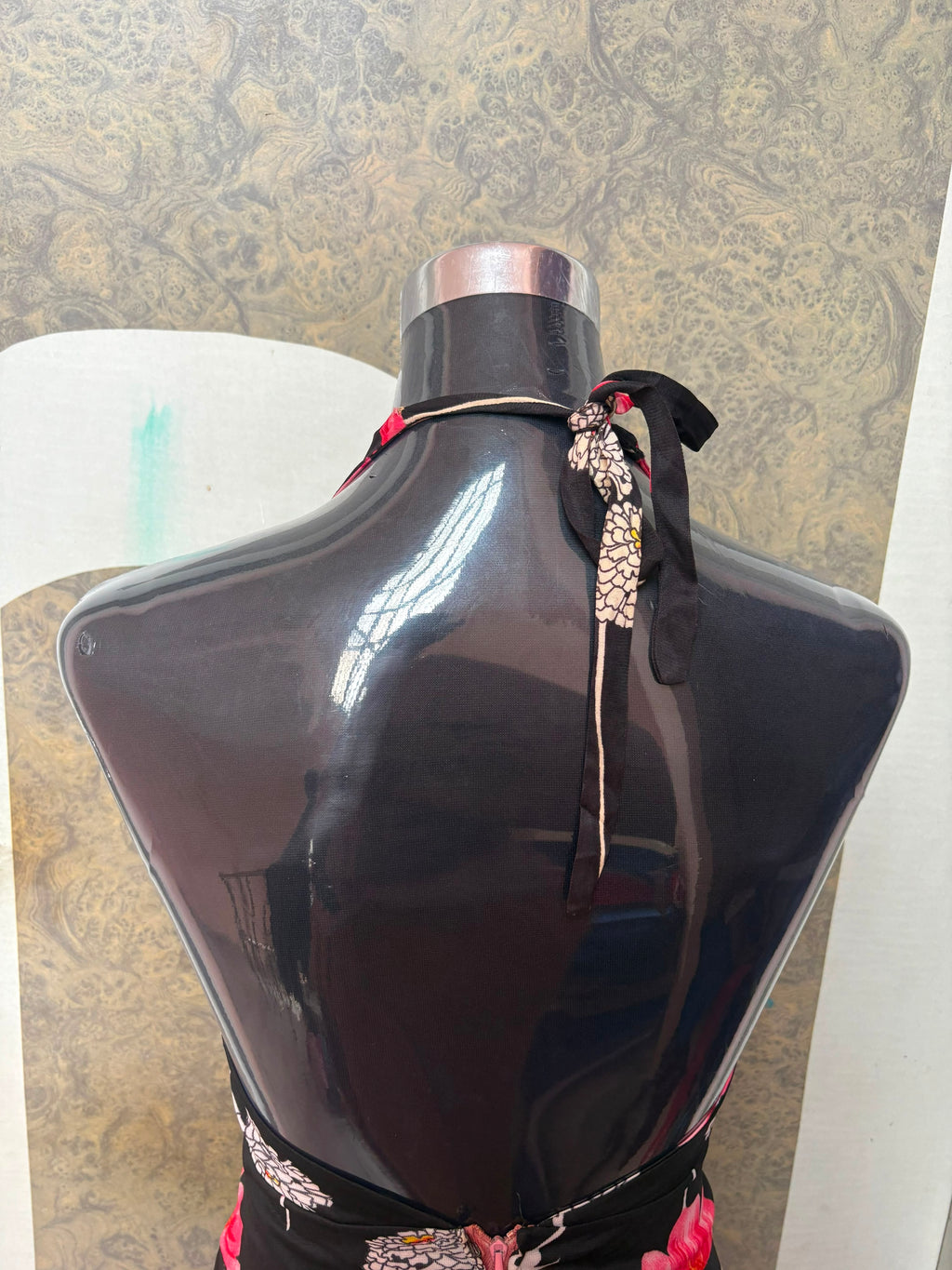 Black floral halter dress(32-34 inch)