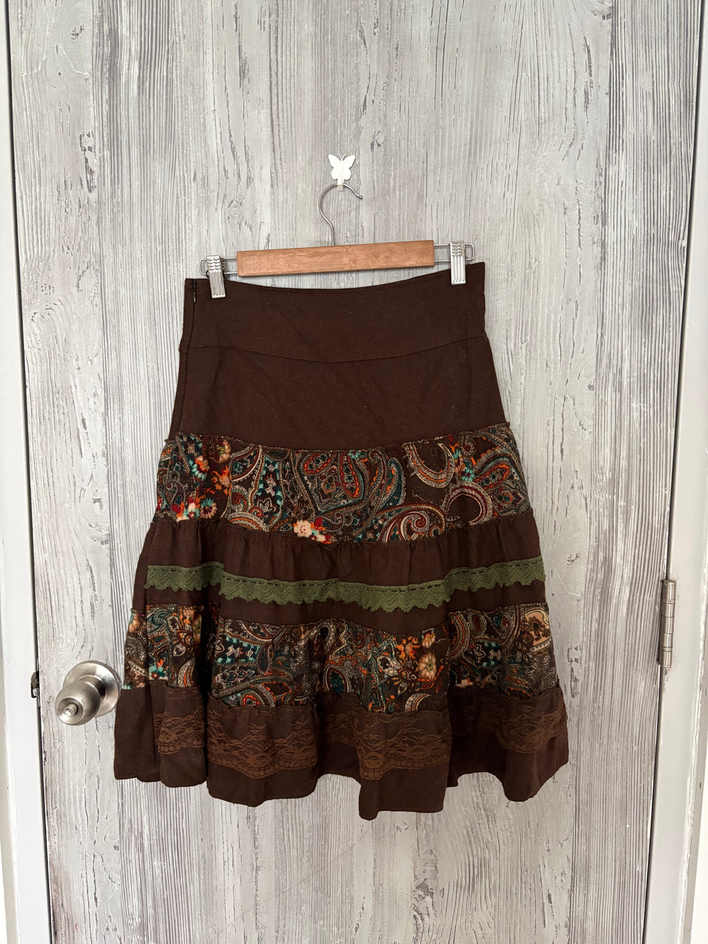 LIVILLE brown floral skirt(26 inch)