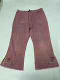 Ask pink floral embroided jeans (w-34inch)