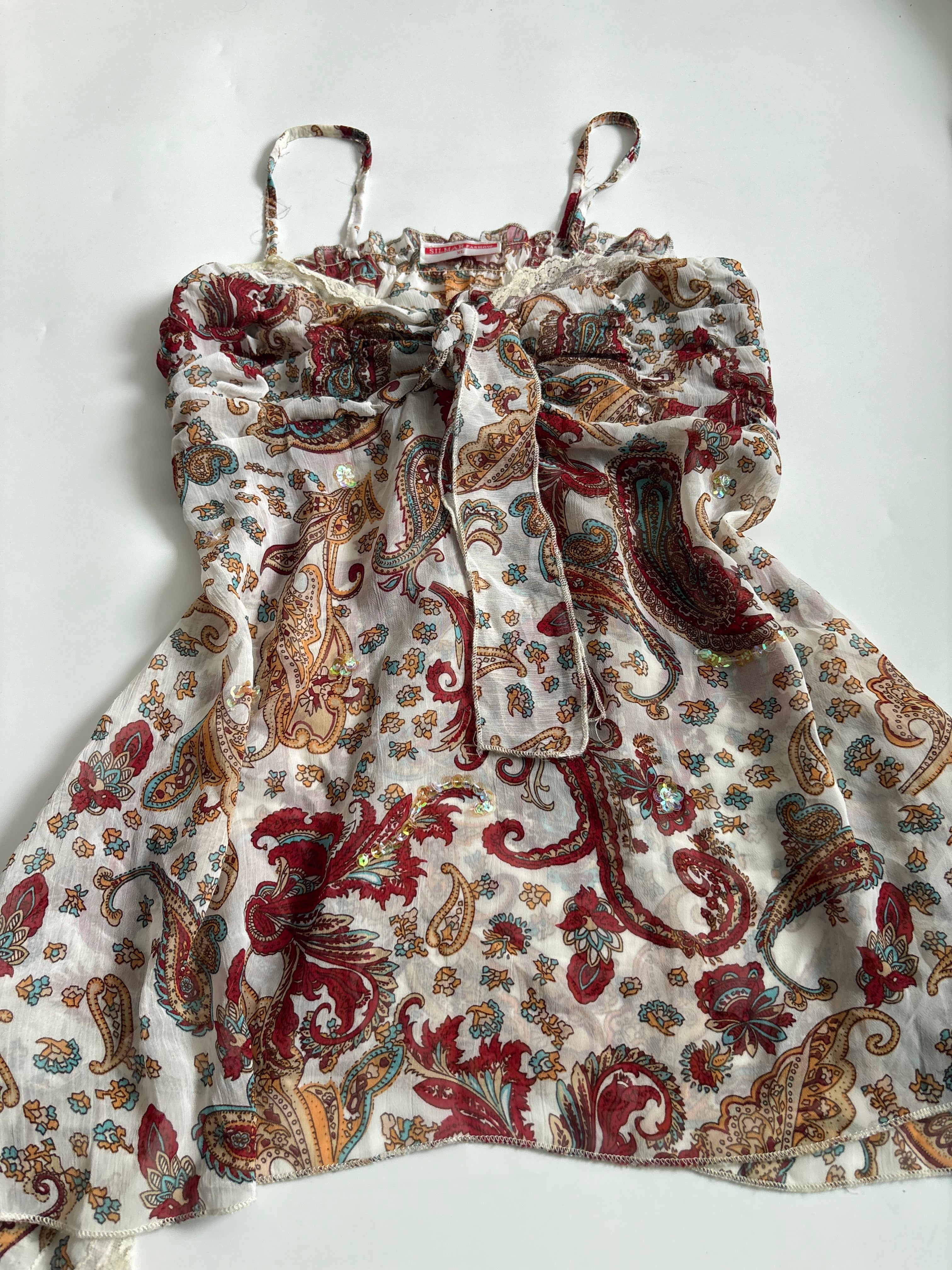 paisley printed cami top (34inch)