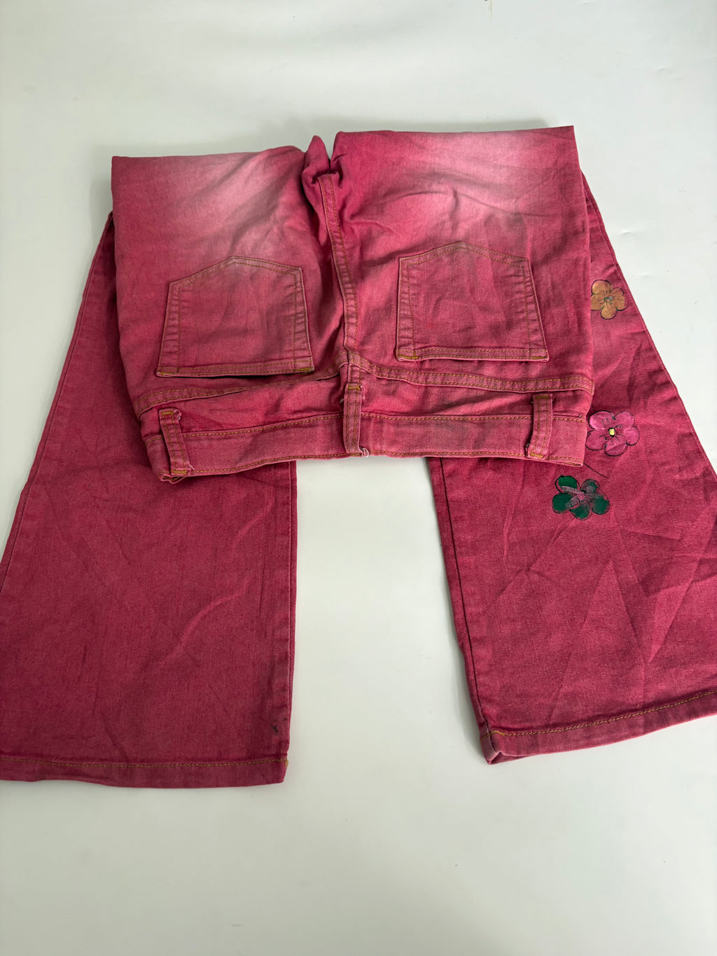 Hot Pink butterfly styled low rise jeans(28 inch)