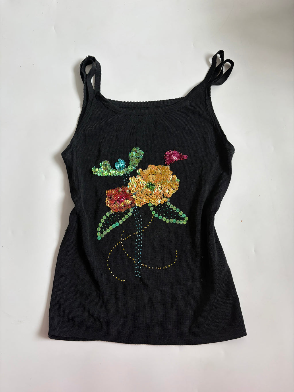 beaded black cami top (34-38inch)