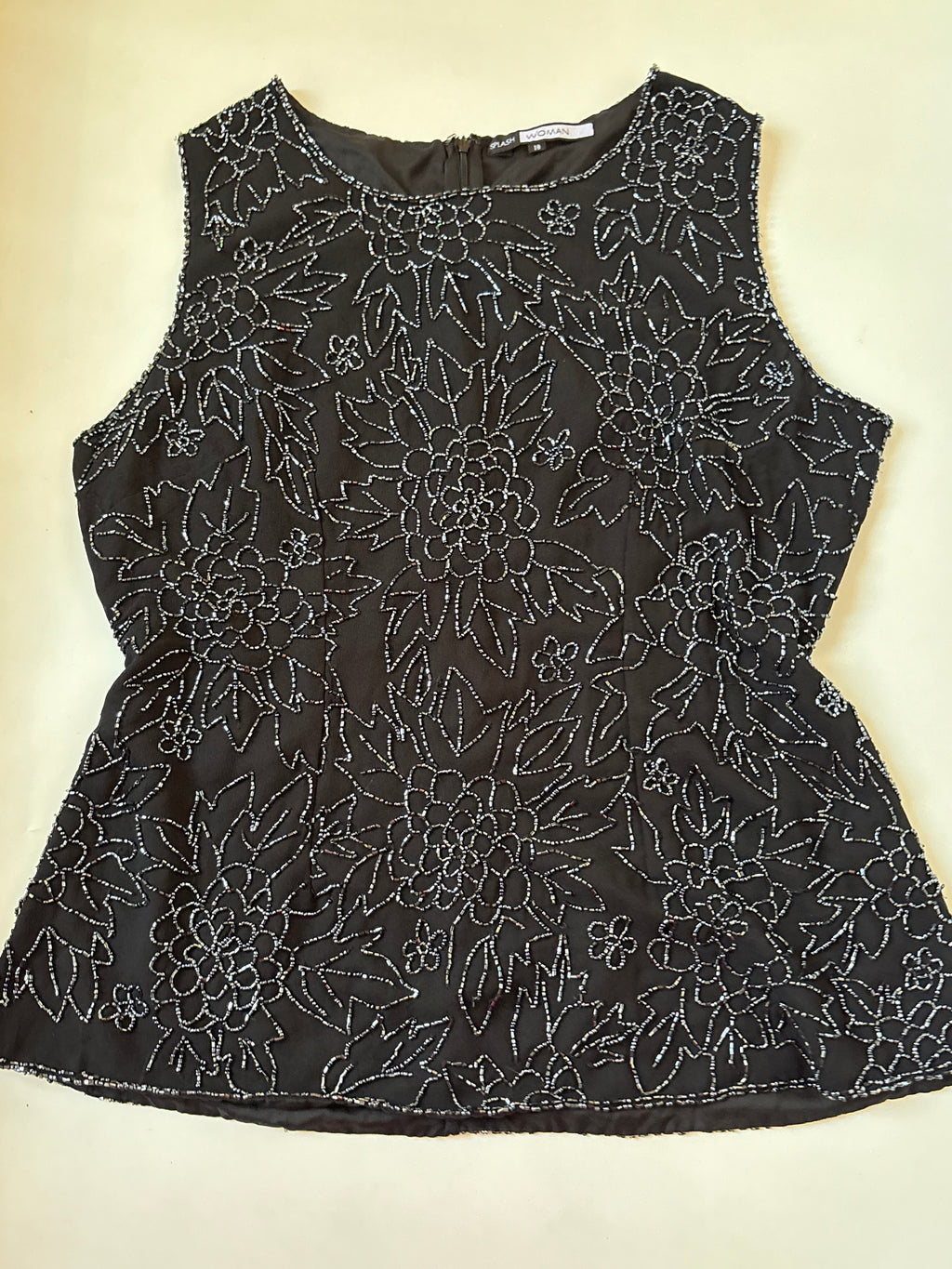 Black floral beaded work (40inch)