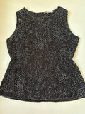Black floral beaded work (40inch)