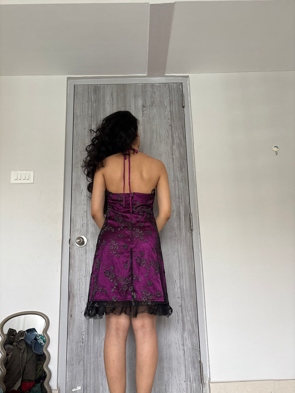 morgan and co purple dress (32-34inch)