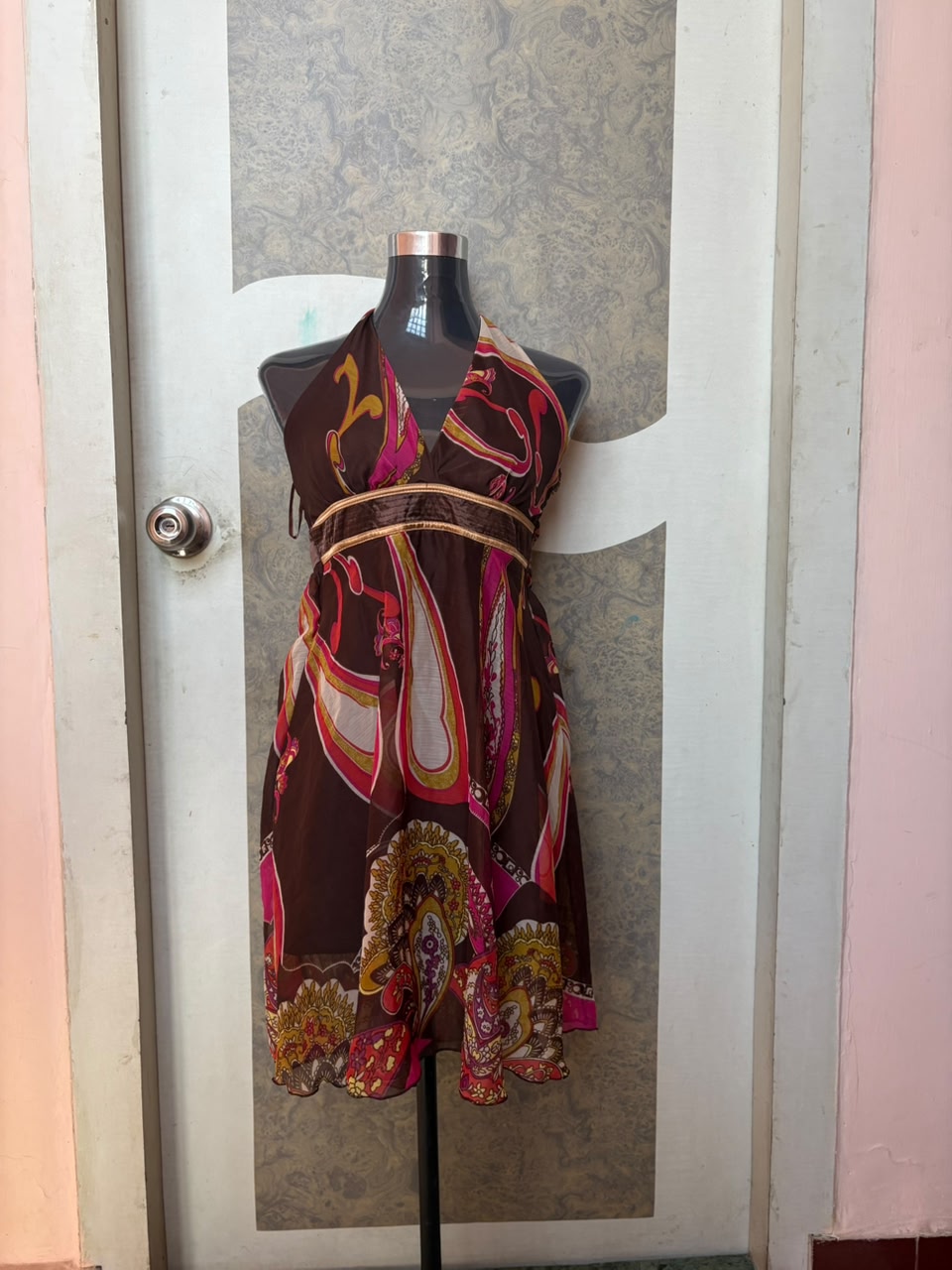 brown halter neck dress(30 inch)