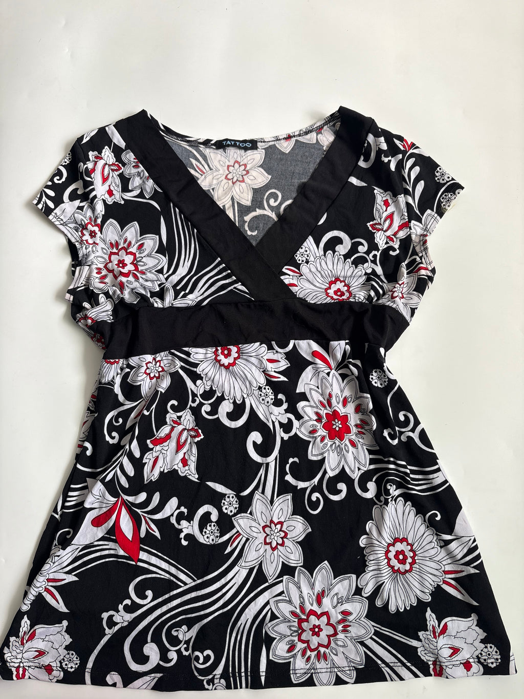 Tattoo floral black top(38-40 inch)