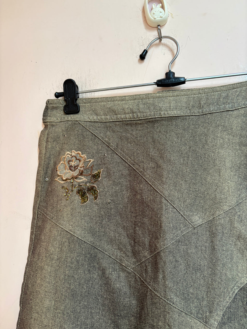 PINK AND MARY beaded floral skirt(26 inch)