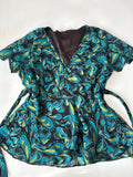 Floral blue/black top(44-46 inch)