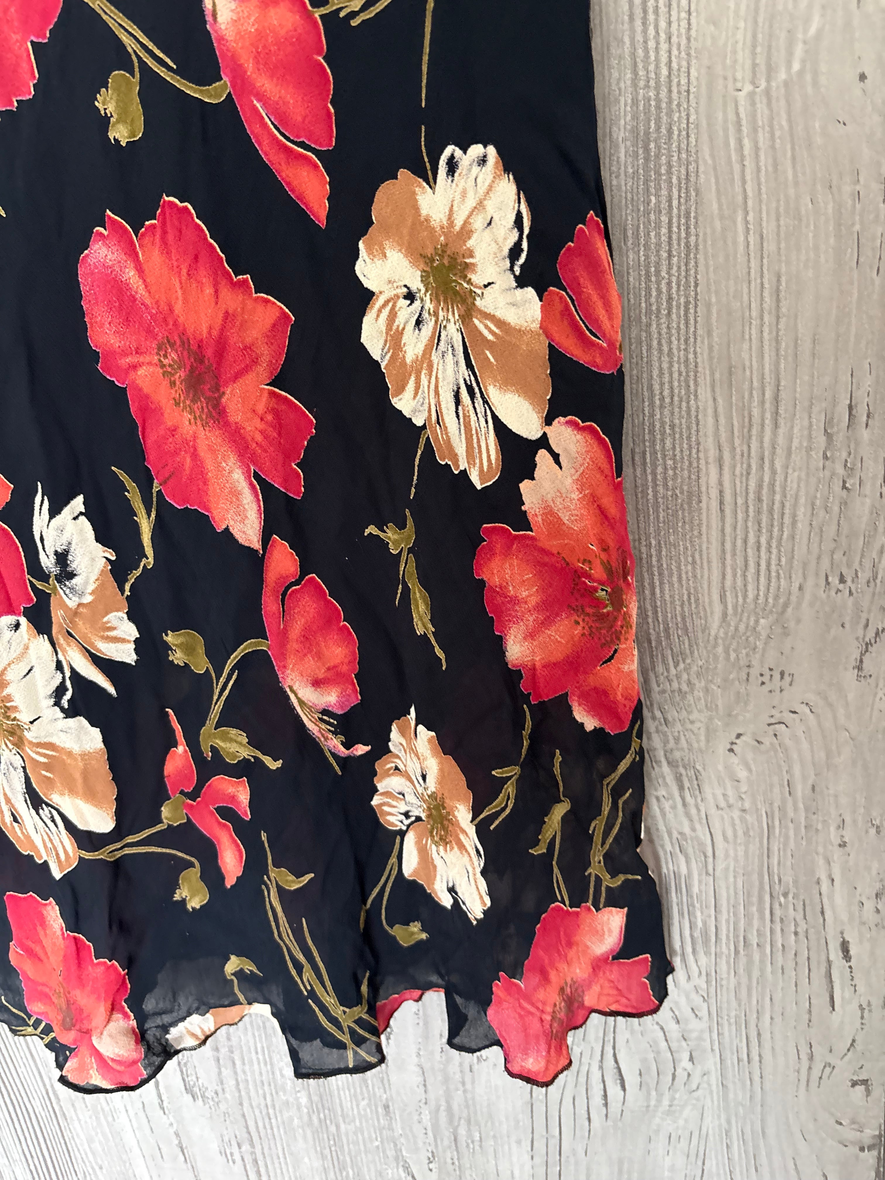maxi floral black skirt (36-40inch)