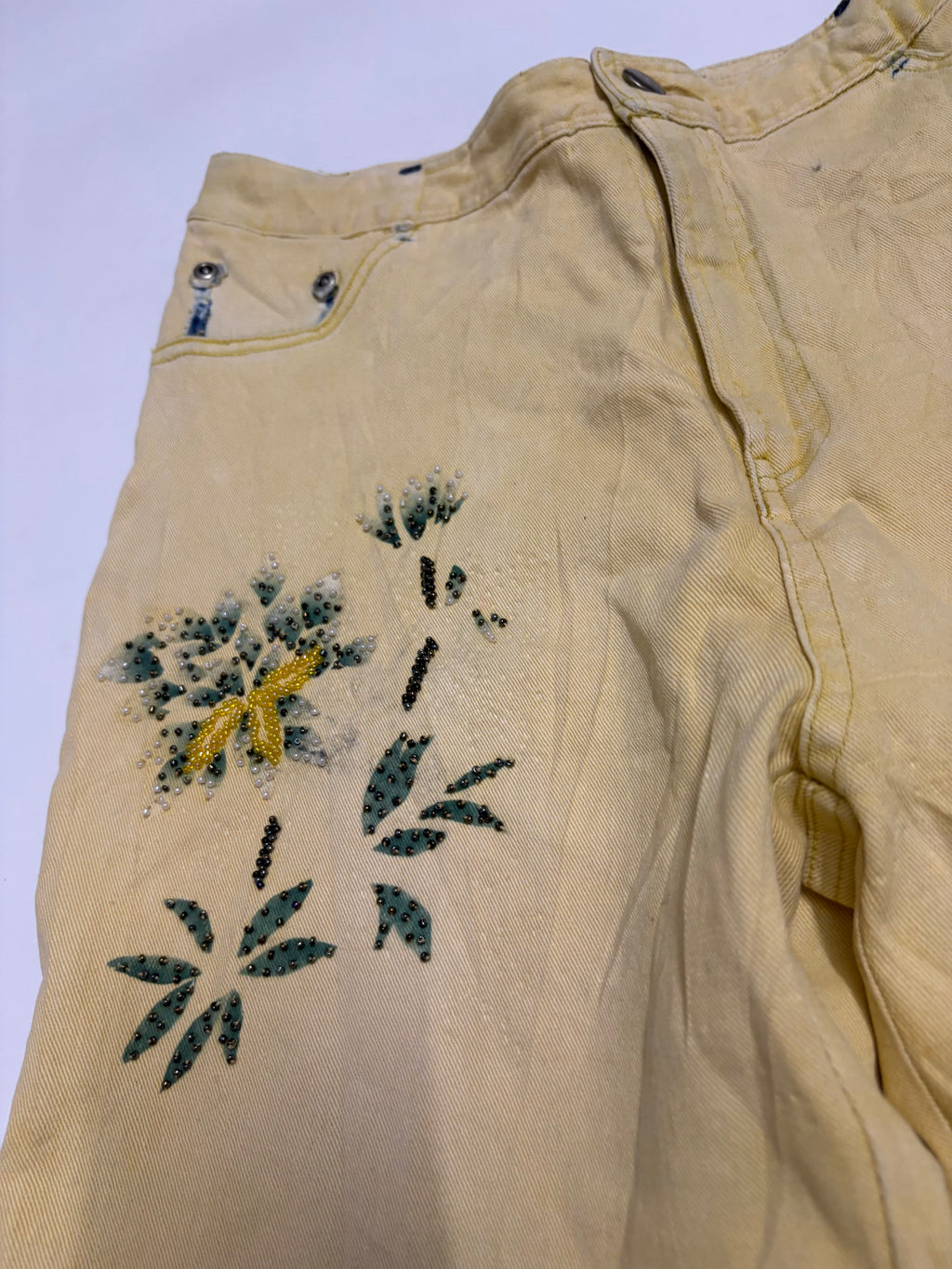 anemia yellow ombré beaded jeans (30inch)