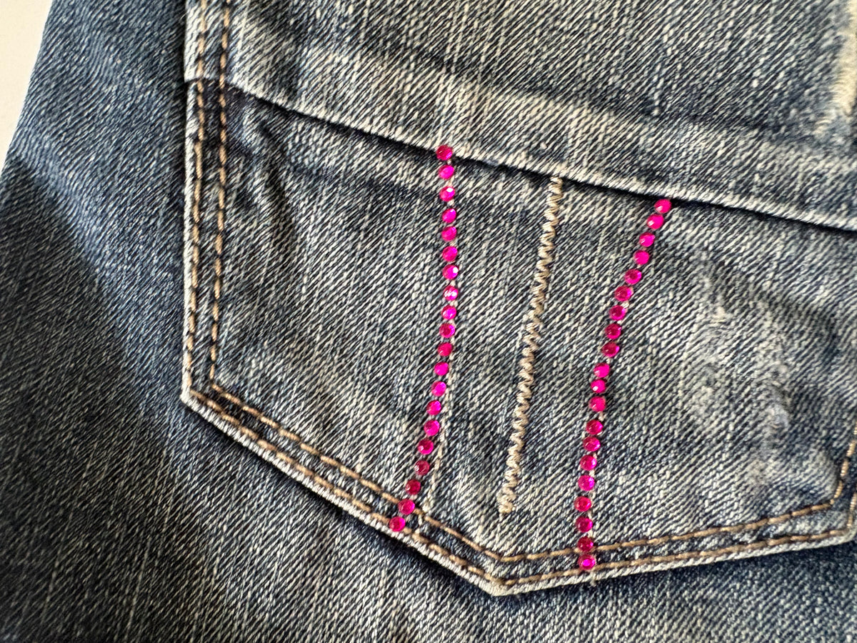 Pink beaded pink button mini skirt(32-34 inch)