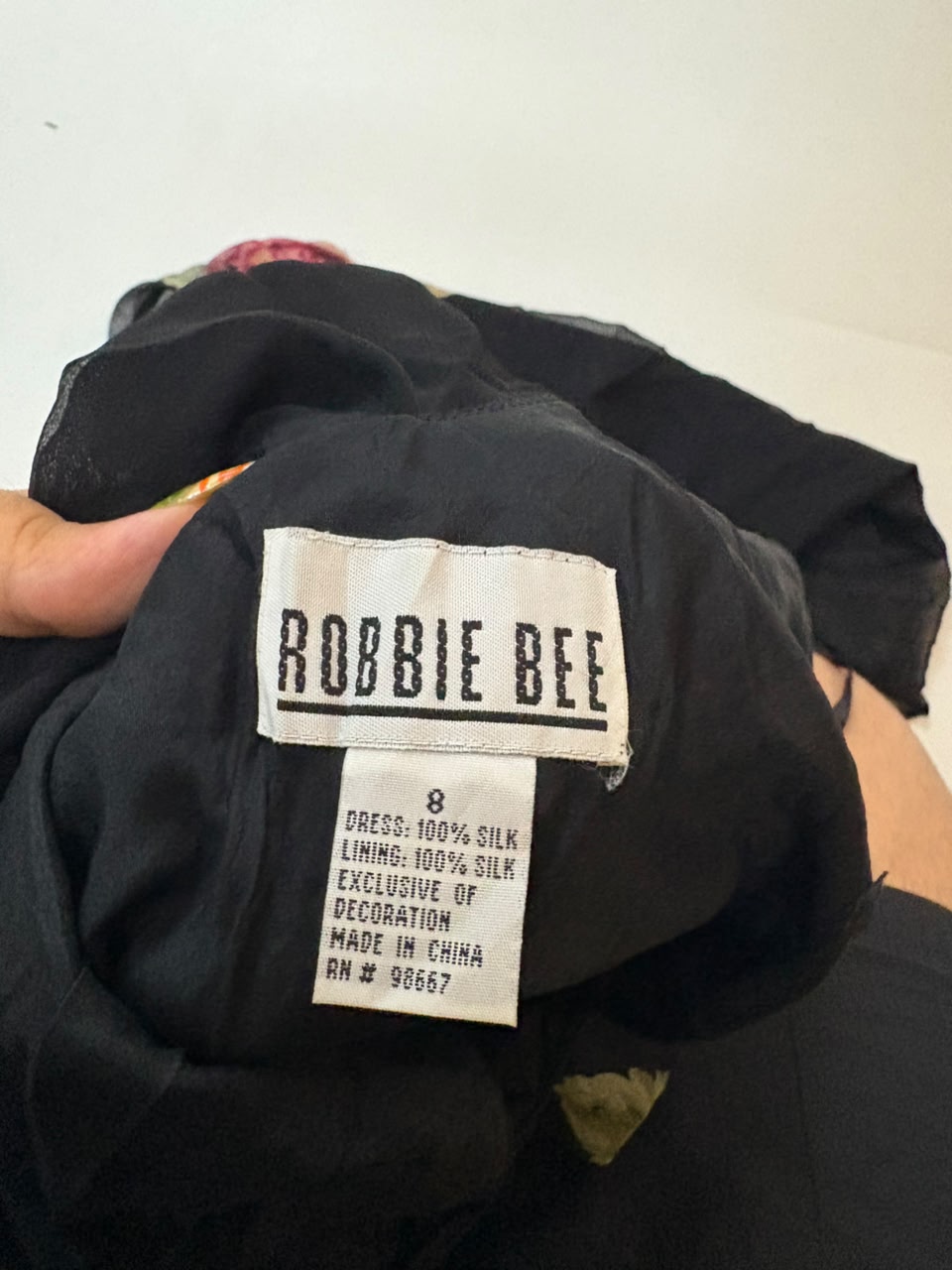 ROBBIE BEE black floral dress(34-38inch)