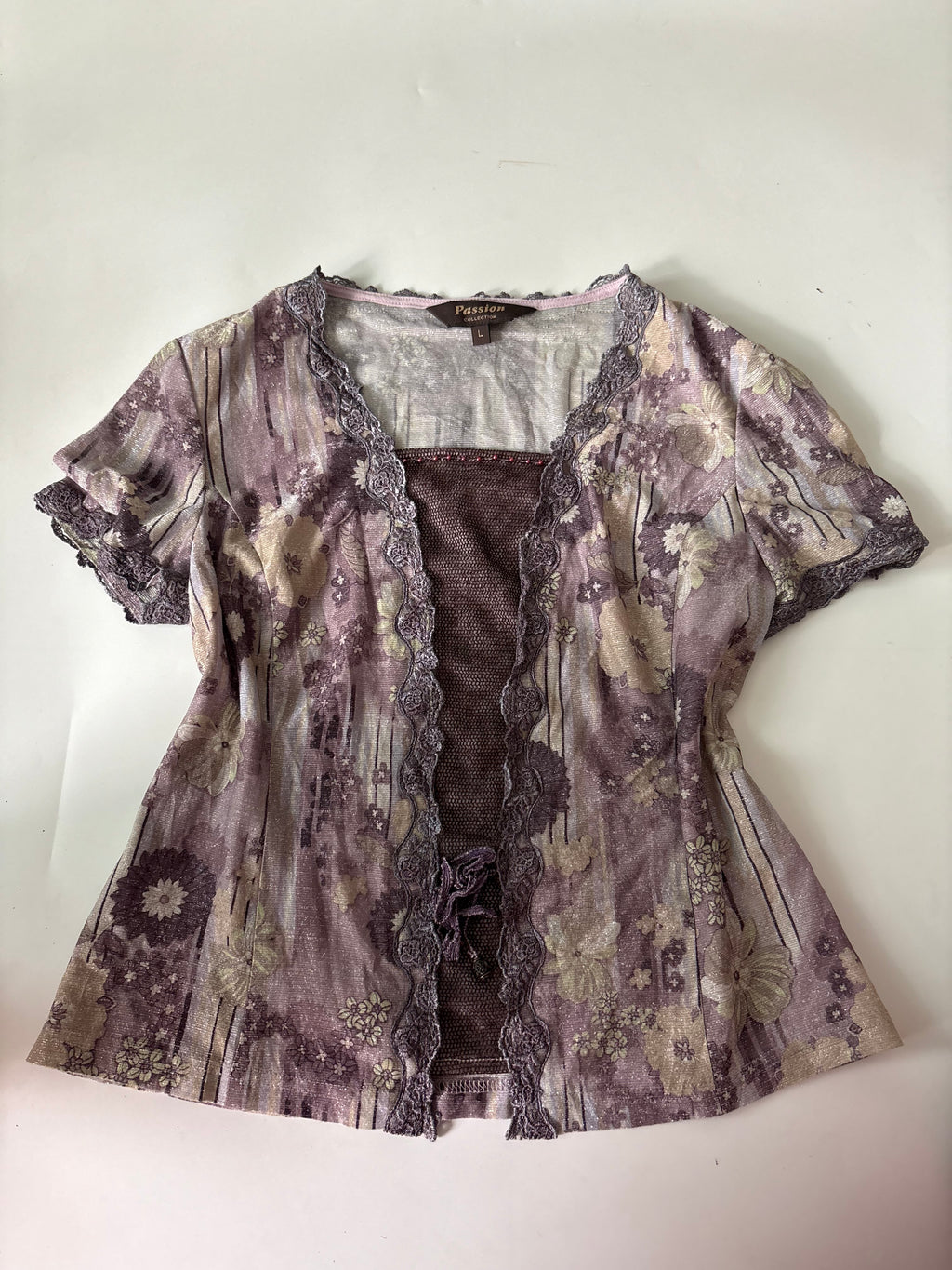 PASSION purple glitter floral top(38-40 inch)