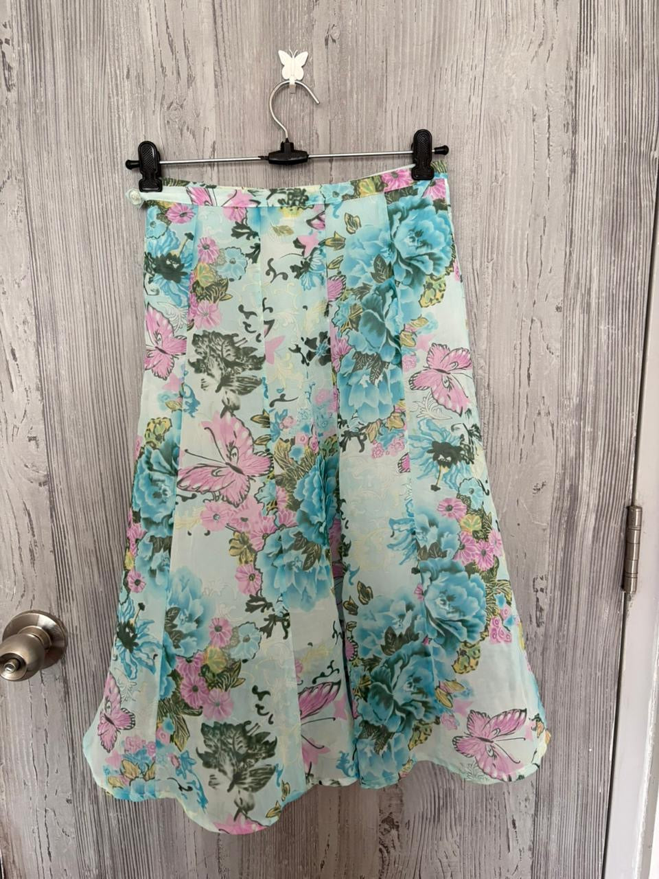 butterfly blue floral skirt (26inch)