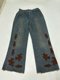Hey y2k floral embroided jeans (w-26inch)