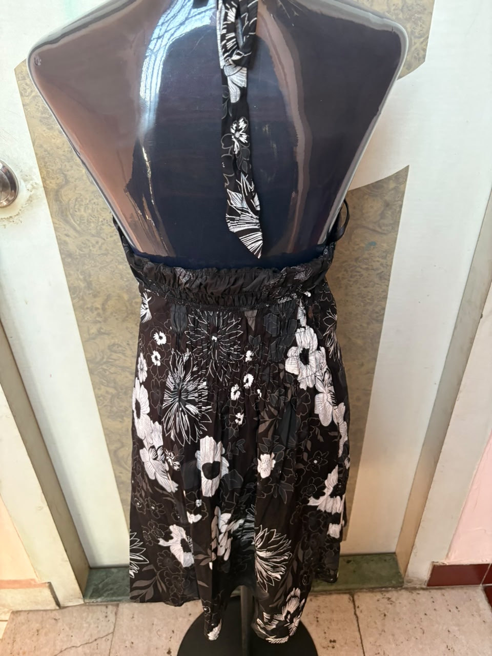 white floral black dress(36 inch)