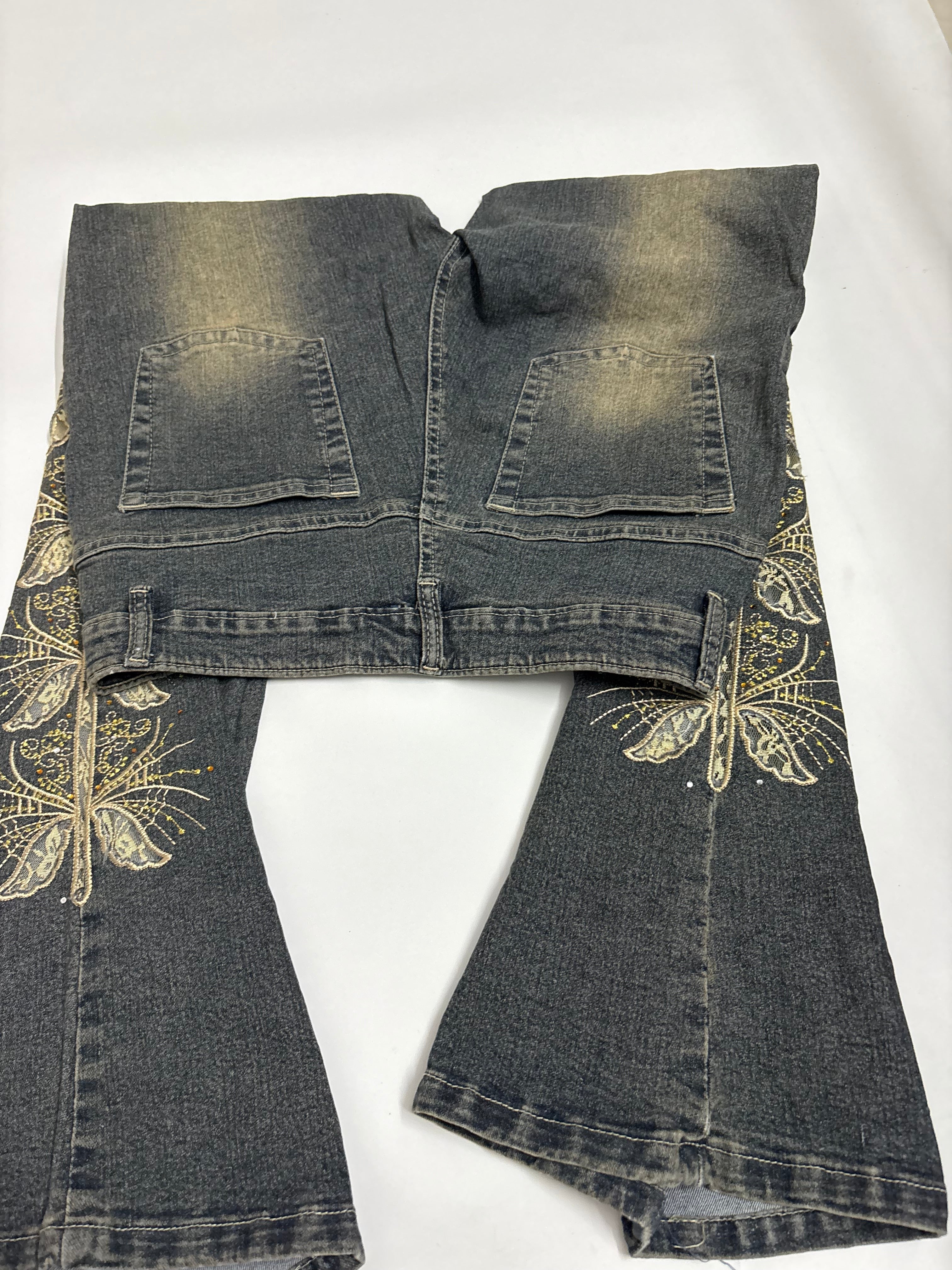 May jia butterfly net mid rise jeans(28 inch)