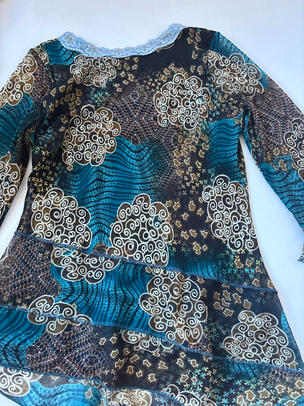 SUZANNA teal designed top(36-38 inch)