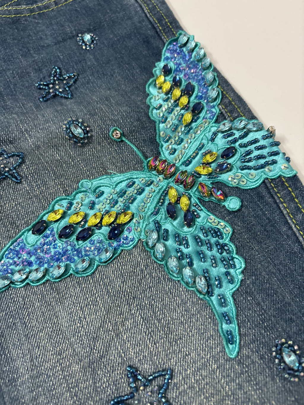 blue butterfly low rise flared jeans (29inch)