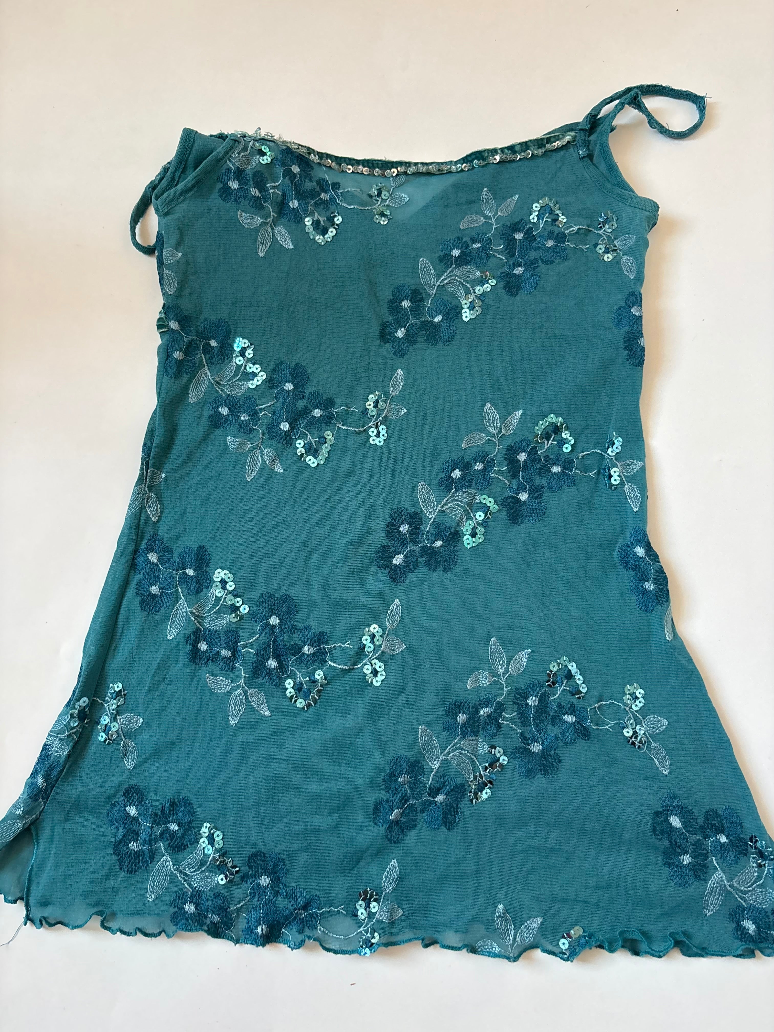 Blue floral beaded top(30-32 inch)