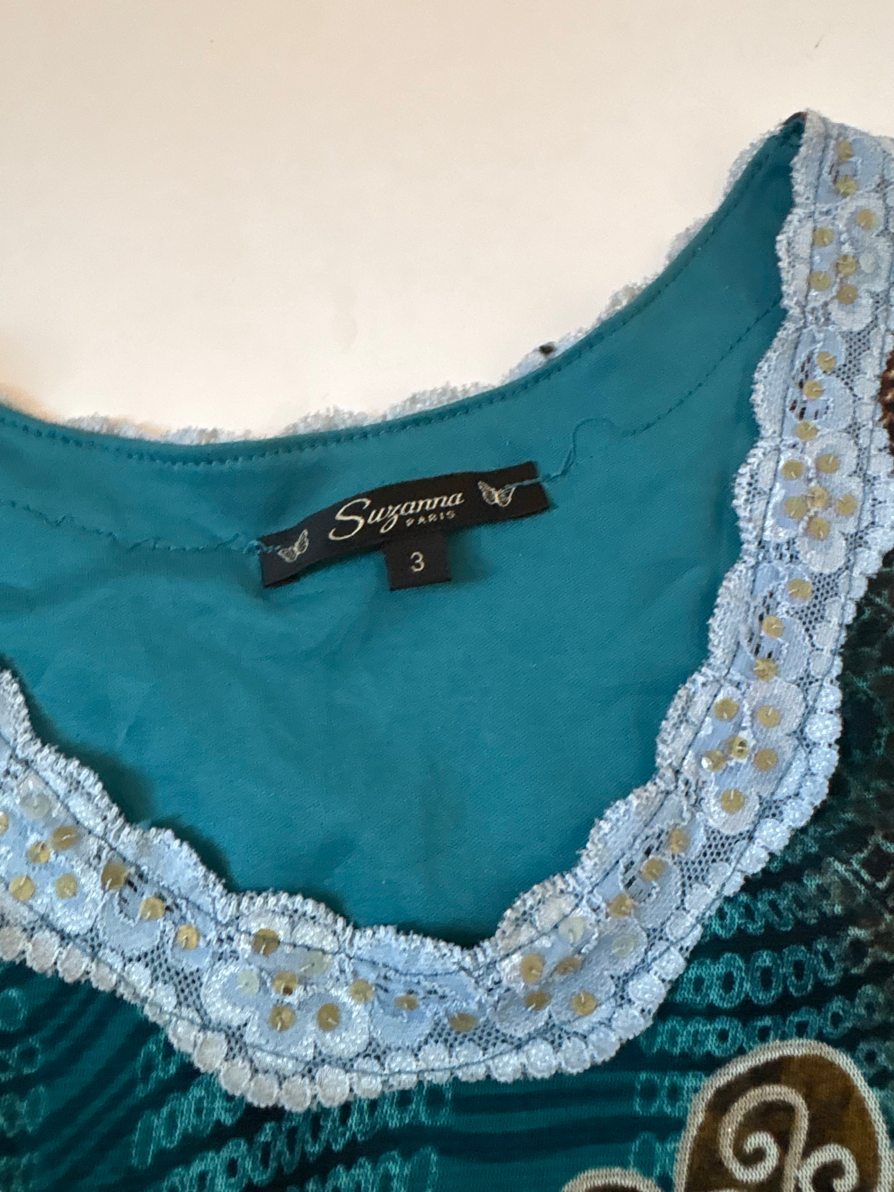 SUZANNA teal designed top(36-38 inch)