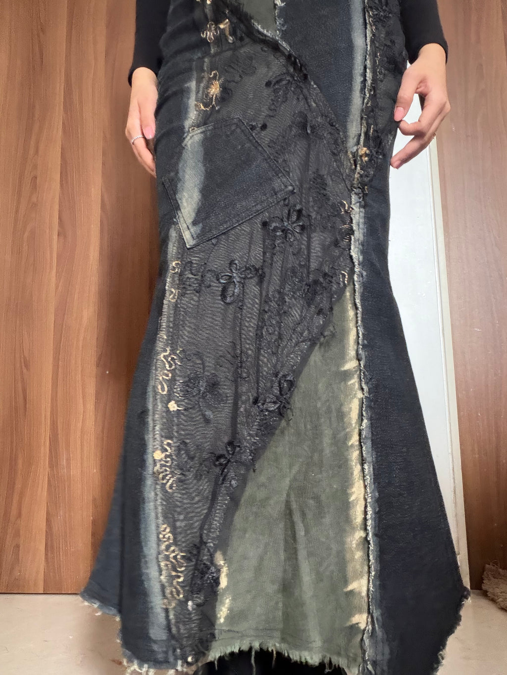 HUA DI net work fish styled denim skirt(26 inch)