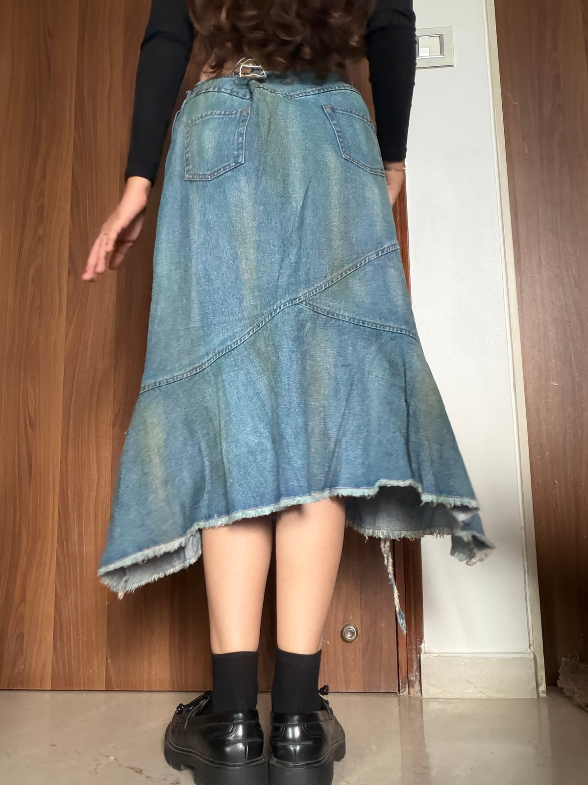 Ikufeng floral denim skirt(28 inch)