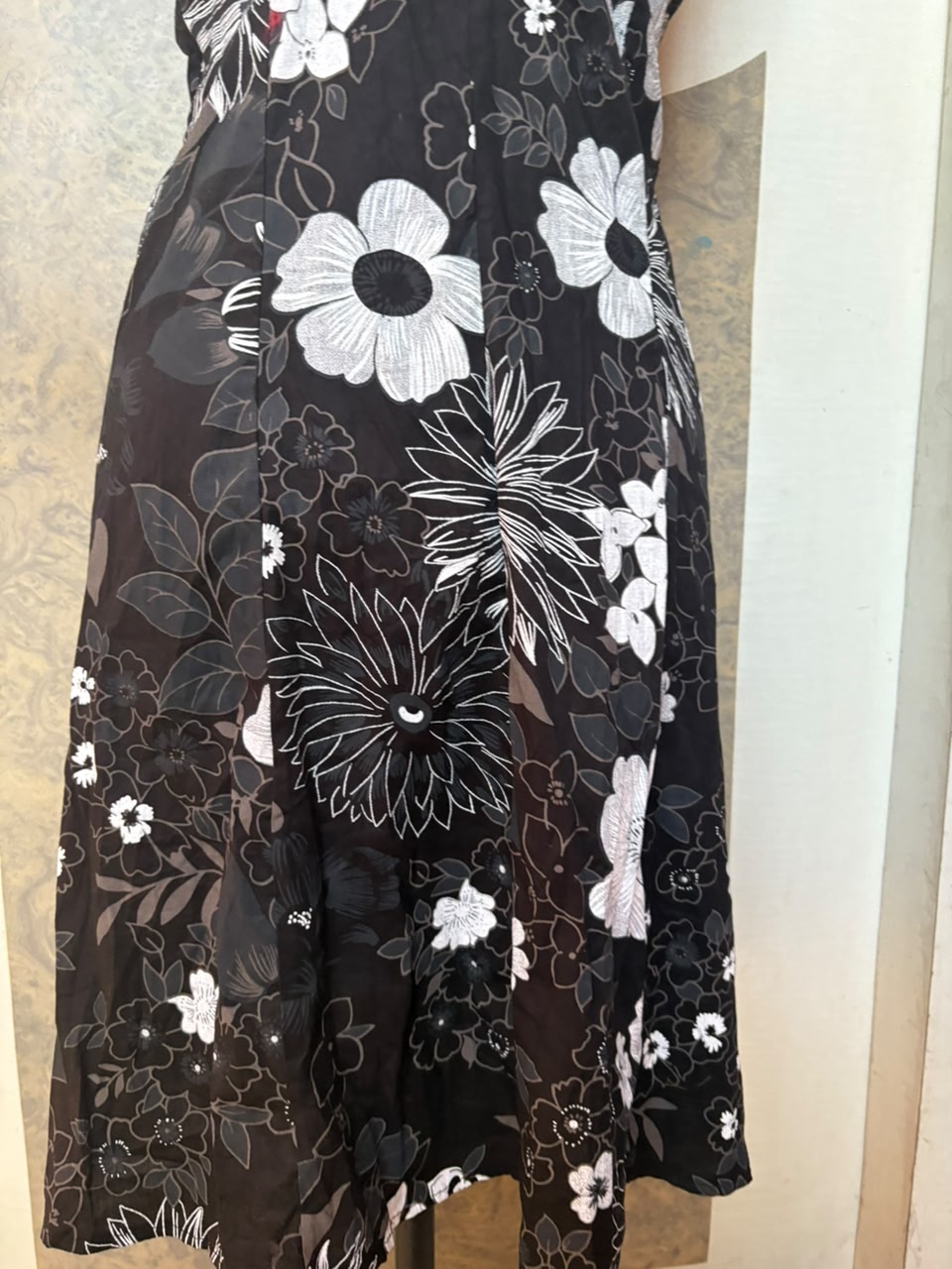 white floral black dress(36 inch)