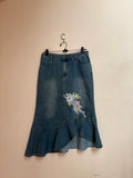 YA.LI.DEN white beaded floral midi skirt(30 inch)