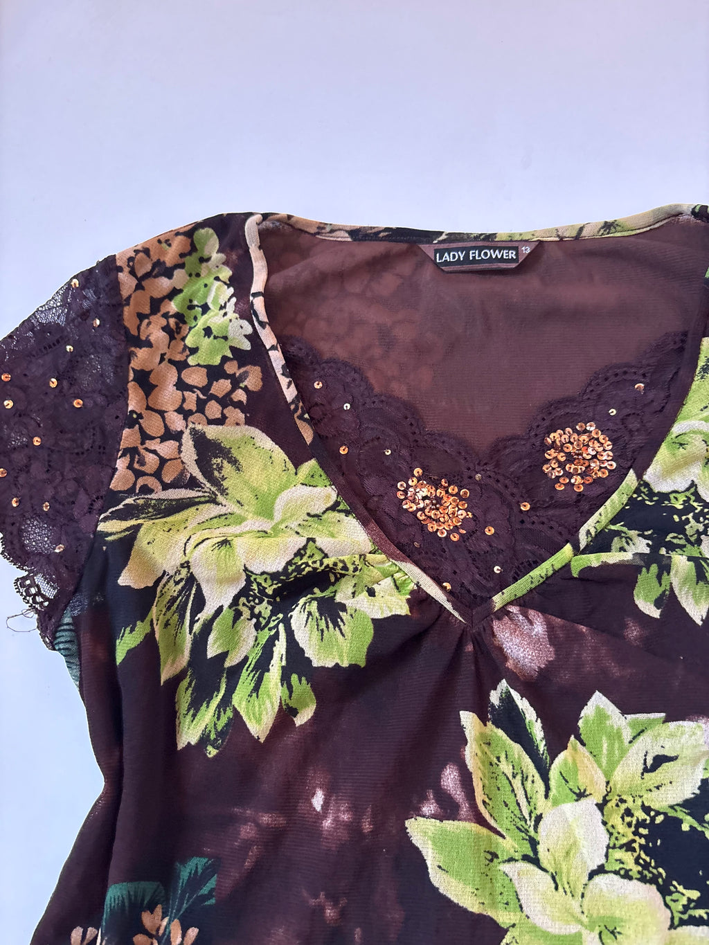 LADY FLOWER black floral top(38-42 inch)