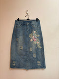 Ribbon beaded floral work skirt(30 inch)