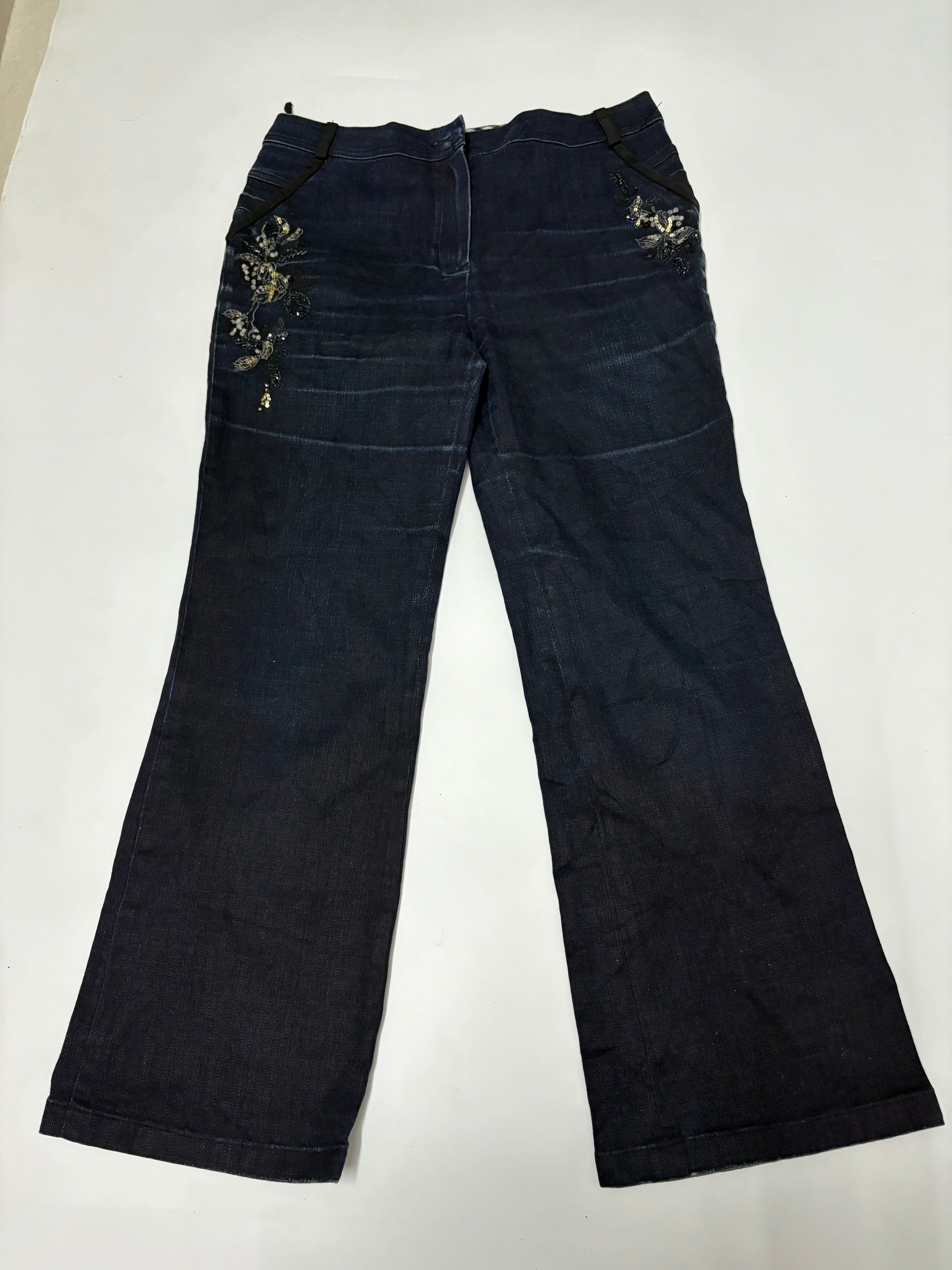 Londef dark blue embroided jeans(w-30inch)