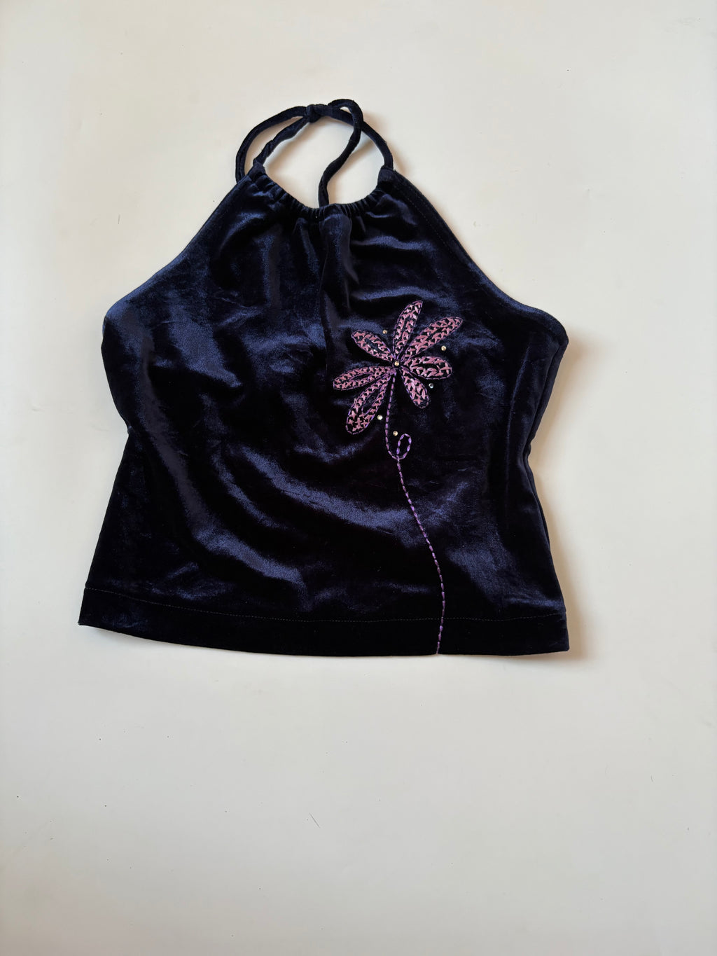 NEXT blue velvet flower top(36-38inch)