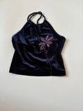 NEXT blue velvet flower top(36-38inch)