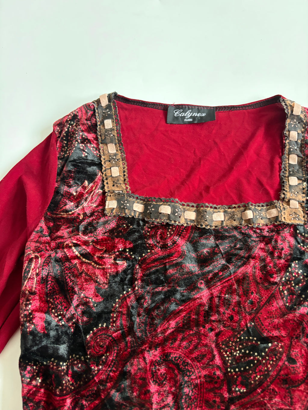calynex whimsical red bell sleeves top ( 34inch)