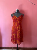 PINK Orange&red floral dress(34-38inch)